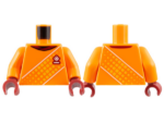 973pb4963c01 - Torso Soccer Uniform, Dark Red Neck, Dice Logo, White and Dotted Yellow Diagonal Stripes Pattern / Orange Arms / Dark Red Hands
