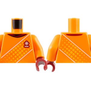 973pb4963c01 - Torso Soccer Uniform, Dark Red Neck, Dice Logo, White and Dotted Yellow Diagonal Stripes Pattern / Orange Arms / Dark Red Hands