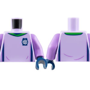 973pb4964c01 - Torso Soccer Uniform, Bright Green Collar, White Ball on Dark Blue Brick Logo, Dark Blue Side Stripes Pattern / Medium Lavender Arms / Dark Blue Hands