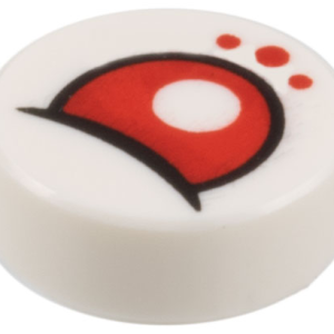 98138pb358 - Tile, Round 1 x 1 with Red Eye Partially Closed and Dots Pattern
