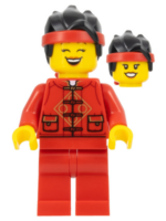 hol318 - Lunar New Year Parade Participant - Female, Red Tang Jacket, Red Legs, Black Hair with Red Headband