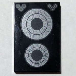 26603pb185 - Tile 2 x 3 with Silver Concentric Circles Stove Plate Pattern