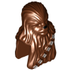 30483pb01 - Minifigure, Head, Modified SW Wookiee, Chewbacca with Black Nose and Silver Bandolier Pattern