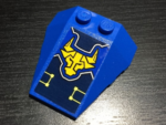 48933pb026 - Wedge 4 x 4 Triple with Stud Notches with Yellow Nexo Knights Bull Head and Circuitry Pattern (Sticker) - Set 70322