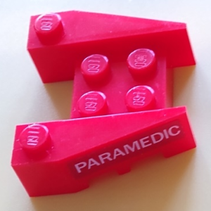 50373pb08 - Wedge 3 1/2 x 4 with Stud Notches with White 'PARAMEDIC' Pattern on Both Sides (Stickers) - Set 60204