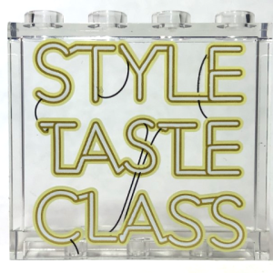 60581pb193 - Panel 1 x 4 x 3 with Side Supports - Hollow Studs with 'STYLE TASTE CLASS' Neon Sign Pattern