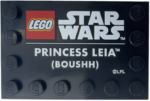 6180pb162 - Tile, Modified 4 x 6 with Studs on Edges with LEGO Star Wars Logo and White 'PRINCESS LEIA (BOUSHH)' Pattern