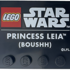 6180pb162 - Tile, Modified 4 x 6 with Studs on Edges with LEGO Star Wars Logo and White 'PRINCESS LEIA (BOUSHH)' Pattern