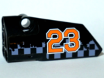 64683pb032 - Technic, Panel Fairing # 3 Small Smooth Long, Side A with Orange '23' on Gray Checkered Background Pattern (Sticker) - Set 42002