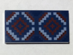 87079pb1034 - Tile 2 x 4 with Dark Red and Medium Blue Geometric Rug Pattern