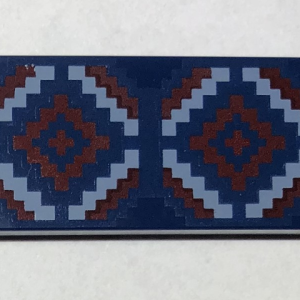 87079pb1034 - Tile 2 x 4 with Dark Red and Medium Blue Geometric Rug Pattern