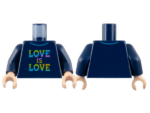 973pb4445c01 - Torso Collared Shirt, Rainbow 'LOVE IS LOVE' Pattern / Dark Blue Arms / Light Nougat Hands