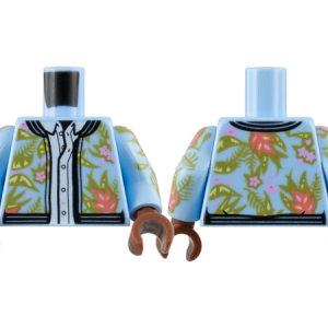 973pb4446c01 - Torso Jacket, Floral Print over White Button Down Shirt Pattern / Bright Light Blue Arms with Floral Pattern / Reddish Brown Hands