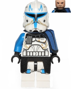 sw0450 - Clone Trooper Captain Rex, 501st Legion (Phase 2) - Blue Cloth Pauldron, Black Cloth Kama, Large Eyes