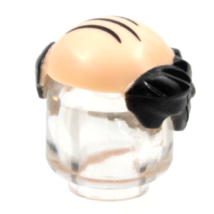 12893pb04 - Minifigure, Hair Male Bald Top with Black Short Hair and Combover Lines Pattern