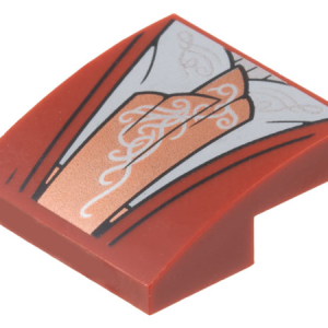 15068pb469 - Slope, Curved 2 x 2 x 2/3 with Robe, Light Bluish Gray Center Panel and Copper Sash with Silver Filigree Pattern (Elrond Robe)