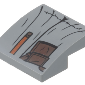 15068pb470 - Slope, Curved 2 x 2 x 2/3 with Robe, Dark Brown Pouch, and Reddish Brown Belt Pattern (Gandalf Robe)