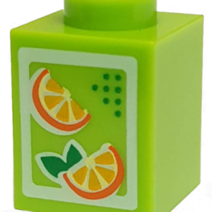 3005pb017 - Brick 1 x 1 with Oranges Pattern (Juice Carton)