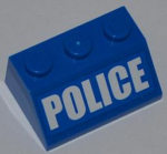 3038pb07 - Slope 45 2 x 3 with White 'POLICE' Bold Narrow Font on Blue Background Pattern (Sticker) - Set 4440