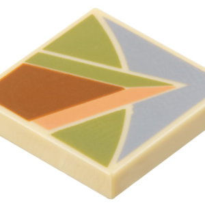 3068bpb2182 - Tile 2 x 2 with Groove with Dark Orange, Olive Green, Nougat, and Sand Blue Angular Shapes Pattern