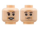 3626cpb2844 - Minifigure, Head Dual Sided, Dark Brown Eyebrows, Dark Orange Brow Furrows and Jowel Lines, Smile / Neutral Pattern - Hollow Stud