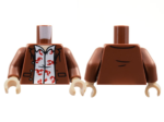 973pb4384c01 - Torso Jacket, Light Nougat Neck, White Shirt with Red Lobsters Pattern / Reddish Brown Arms / Light Nougat Hands