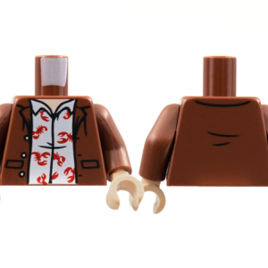 973pb4384c01 - Torso Jacket, Light Nougat Neck, White Shirt with Red Lobsters Pattern / Reddish Brown Arms / Light Nougat Hands