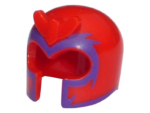 10305pb01 - Minifigure, Headgear Helmet with Front Prongs and Dark Purple Pattern (Magneto)