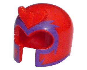 10305pb01 - Minifigure, Headgear Helmet with Front Prongs and Dark Purple Pattern (Magneto)