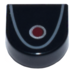 24246pb046 - Tile, Round 1 x 1 Half Circle Extended with Red Circle with Silver Outline and Dark Bluish Gray Curved Line Pattern