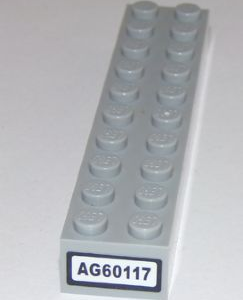 3006pb010 - Brick 2 x 10 with 'AG60117' Pattern on End (Sticker) - Set 60117