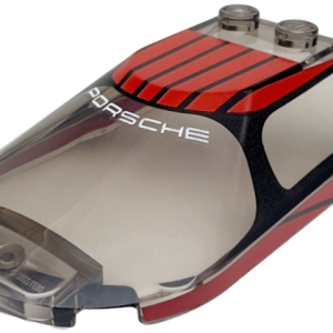 3384pb01 - Windscreen 6 x 4 x 1 1/3 Canopy Sloped Sides with White 'PORSCHE', Red Roof, and Black Stripes and Window Frame Outline Pattern