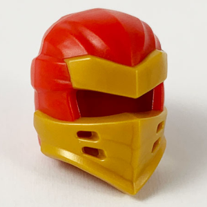 66953pb04 - Minifigure, Headgear Ninjago Wrap Type 7 with 4 Slits on Front with Molded Pearl Gold Armor Pattern
