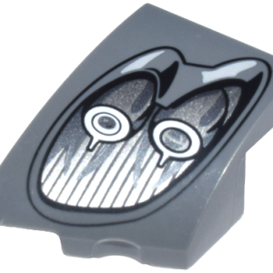 80177pb006 - Wedge 3 x 2 Left No Studs with Pagani Utopia Car Headlight, 2 Silver Bulbs and Black Outline Pattern