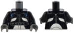 973pb5152c01 - Torso Race Suit with Dark Bluish Gray Trim, White Panels and 'PAGANI' and Silver Stitching Pattern / Black Arms / Dark Bluish Gray Hands