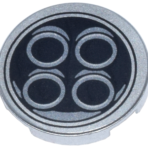 14769pb594 - Tile, Round 2 x 2 with Bottom Stud Holder with 4 Exhaust Pipes in Black Circle Pattern