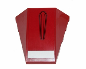 47753pb042 - Wedge 4 x 4 Triple Curved No Studs with Black Elongated Oval and White Stripe on Front Pattern (Sticker) - Set 75003