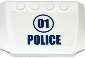 52031pb095 - Wedge 4 x 6 x 2/3 Triple Curved with '01' in Dark Blue Circle and 'POLICE' Pattern (Sticker) - Set 60068