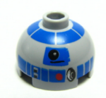 553pb004 - Brick, Round 2 x 2 Dome Top with Blue Pattern (R2-D2)
