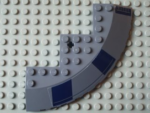 58846pb04L - Brick, Round Corner 10 x 10 with Slope 33 Edge, Axle Hole, Facet Cutout with Dark Blue Rectangles Pattern Model Left Side (Stickers) - Set 8016