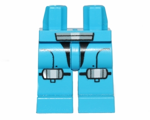 970c00pb0210 - Hips and Legs with Galaxy Squad Armor with Small Light Bluish Gray and White Knee Pads and Short Belt Pattern