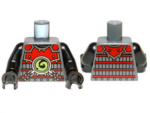 973pb1349c01 - Torso Ninjago Red Armor with Lime Swirl Medallion Pattern / Black Arms / Black Hands