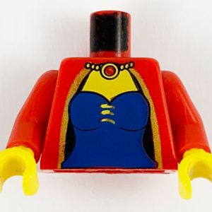 973px114c01 - Torso Castle Knights Kingdom Blue Corset and Necklace Pattern (Maiden) / Red Arms / Yellow Hands
