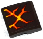 15068pb077 - Slope, Curved 2 x 2 x 2/3 with Brown, Orange and Yellow Cracks Pattern (Sticker) - Set 70313