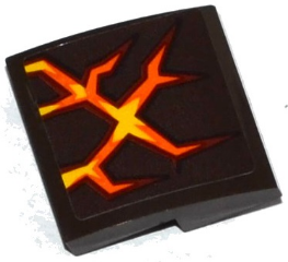 15068pb077 - Slope, Curved 2 x 2 x 2/3 with Brown, Orange and Yellow Cracks Pattern (Sticker) - Set 70313