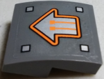 15068pb126 - Slope, Curved 2 x 2 x 2/3 with Orange Circuitry in Silver Arrow Pattern (Sticker) - Set 70317