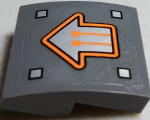 15068pb126 - Slope, Curved 2 x 2 x 2/3 with Orange Circuitry in Silver Arrow Pattern (Sticker) - Set 70317