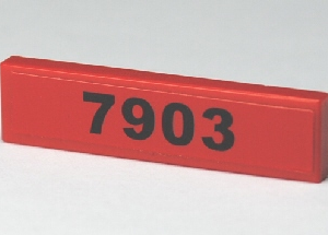 2431pb095 - Tile 1 x 4 with Black '7903' on Red Background Pattern (Sticker) - Set 7903