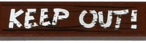 2431pb388 - Tile 1 x 4 with Wood Grain and 'KEEP OUT!' Pattern (Sticker) - Sets 60068 / 75903