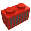 3004p06 - Brick 1 x 2 with Black Grille with 7 Vertical Lines Pattern